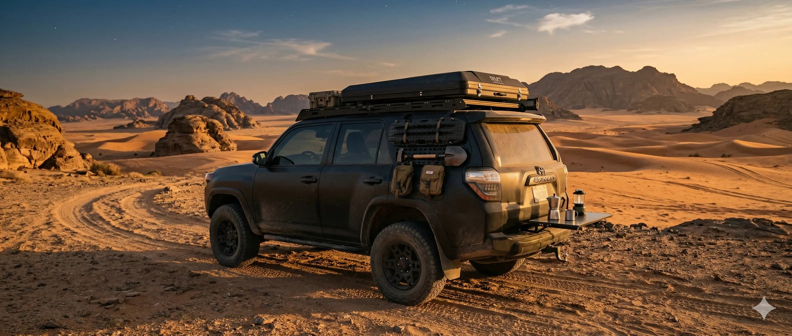 سيارة دفع رباعي مجهزة في صحراء السعودية